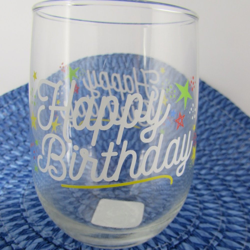 Happy Birthday 17 oz. Stemless Wine Glass